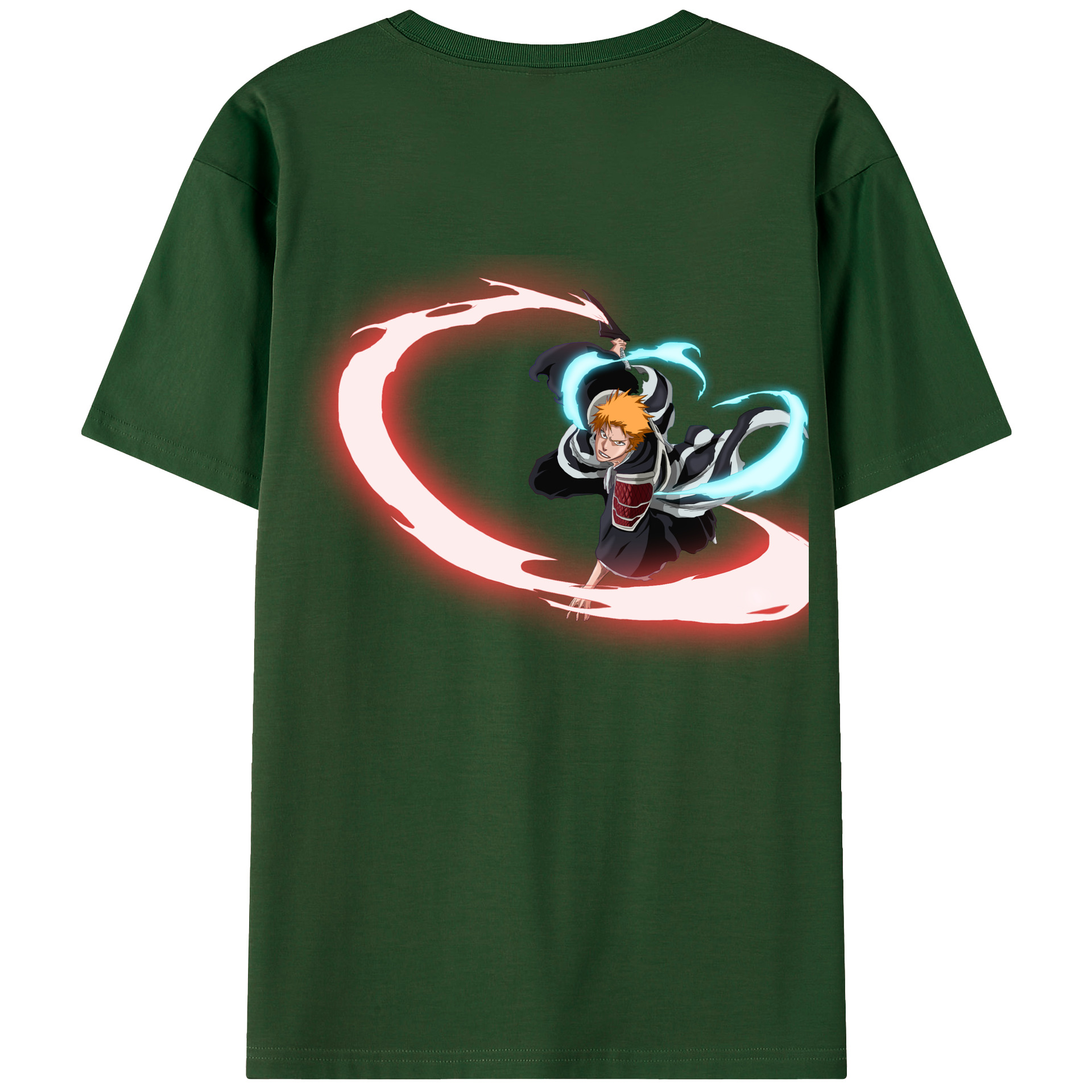 （画像用） ブリーチ 黒崎一護（くろさき いちご）BLEACH Kurosaki Ichigo 綿100％半袖Tシャツ（背面プリント）